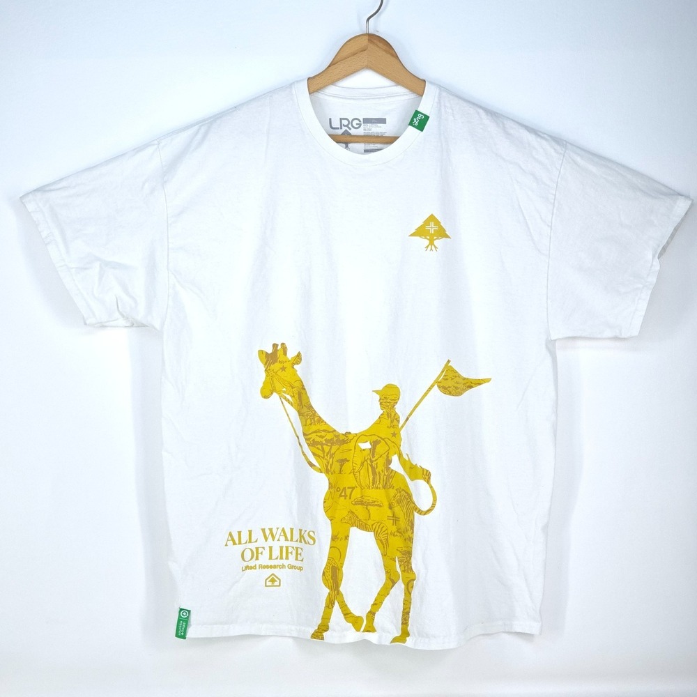 LRG‎ All Walks Of Life Giraffe Graphic Print T Shirt Men's 2XL Skater Streetwear